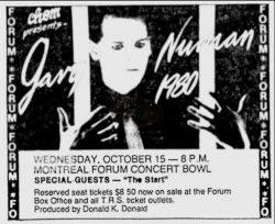 Gary Numan Montreal Forum Newspaper Clipping 1980